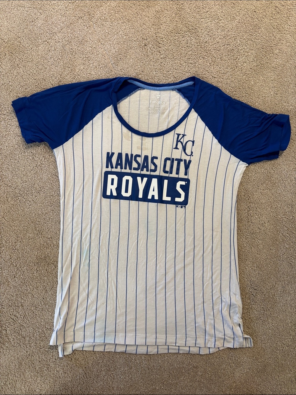 Fanatics Royal Blue & White Kansas City Royals Pinstripe Tee